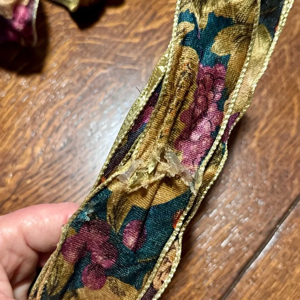 CUSTOM Gold Plum Floral Wired Bow Ribbon Set Floral Arrangement Gift Bows Wreath